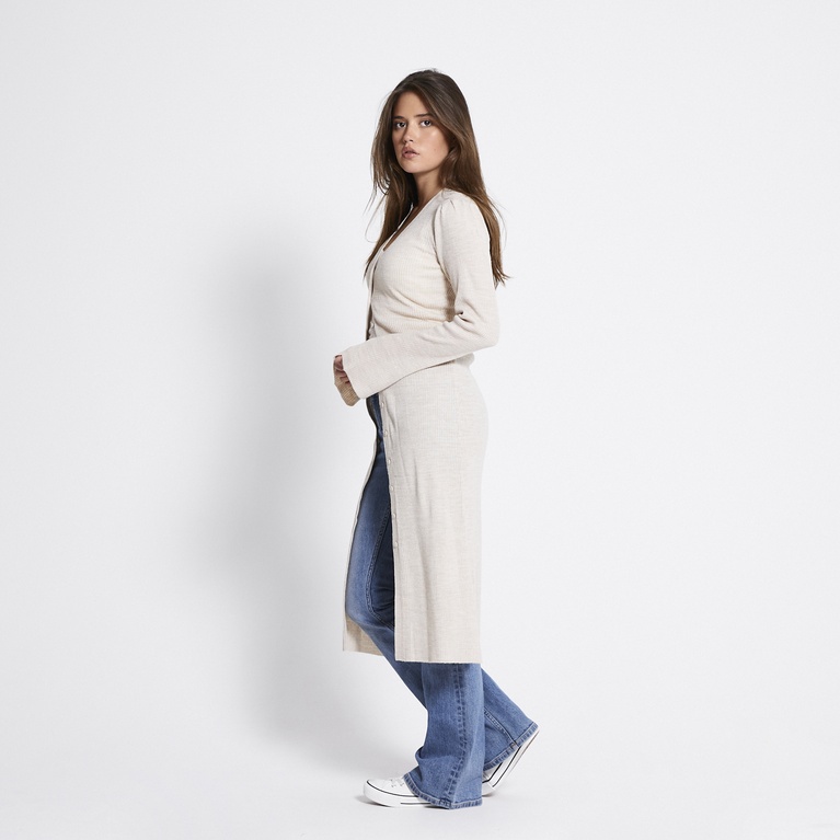 Ribbed knit cardigan dress "Mindy" Ivory